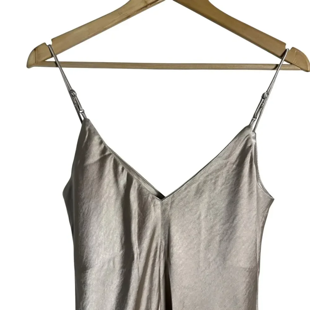 Line & Dot Dolly Oyster Satin Sleeveless V-Neck Slip Midi Dress Size Small - Picture 7 of 12